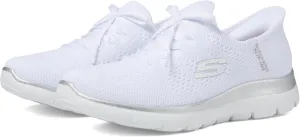 Skechers Sport Women's Women's Hands Free Slip-INS Summits-Night Chic Sneaker, WSL=White/Silver, 5
