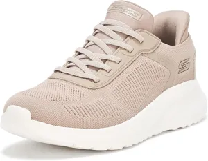 Skechers Women's Hands Free Slip-INS BOBS Squad Chaos-Current Muse Sneaker, Taupe, 5