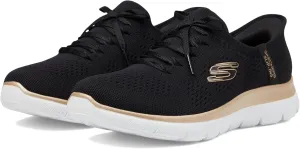 Skechers Women's Hands Free Slip-INS Summits-Night Chic Sneaker, BKRG=Black/Rose Gold, 13