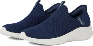 Skechers Women's Hands Free Slip Ins Ultra Flex 3.0 Smooth Step Sneaker, Navy, 9 Wide