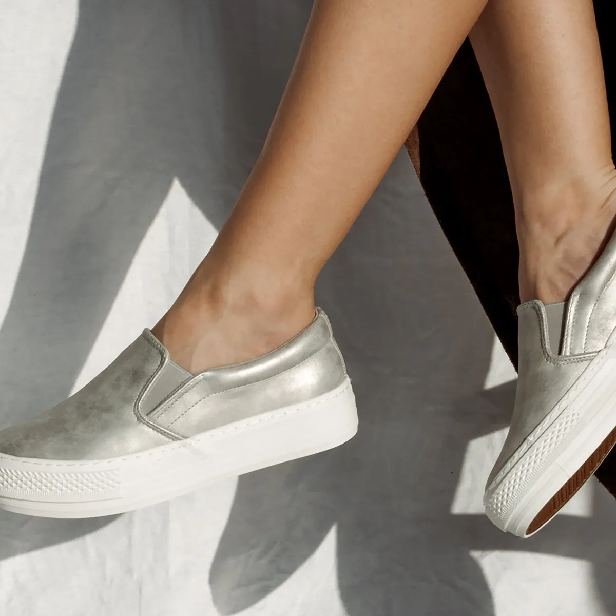 Slip On Platforms | Silver