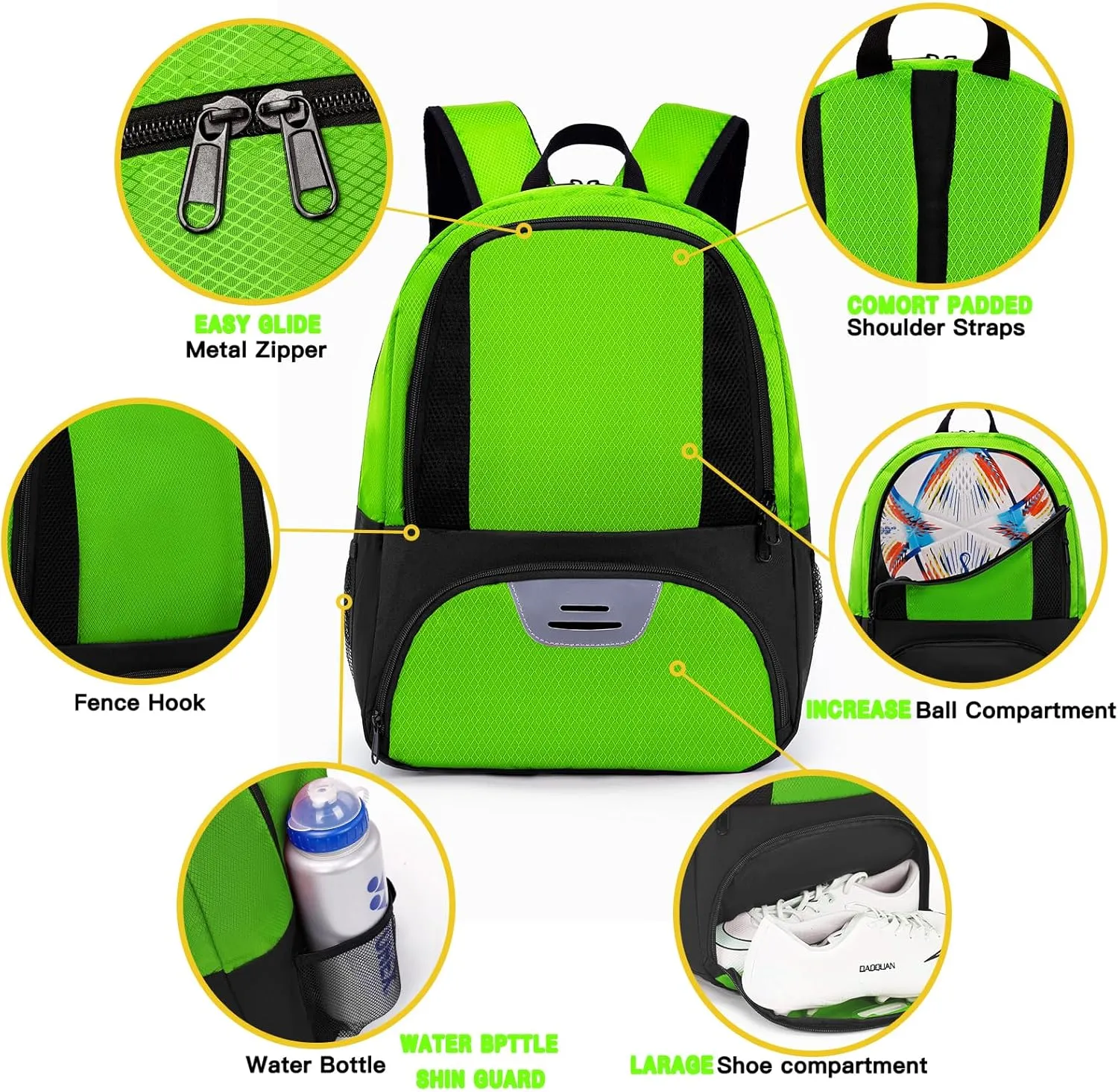 Soccer Bag,Youth Soccer Backpack, Football Volleyball Basketball Backpack fo,Sport Equipment Bags with Shoe compartment