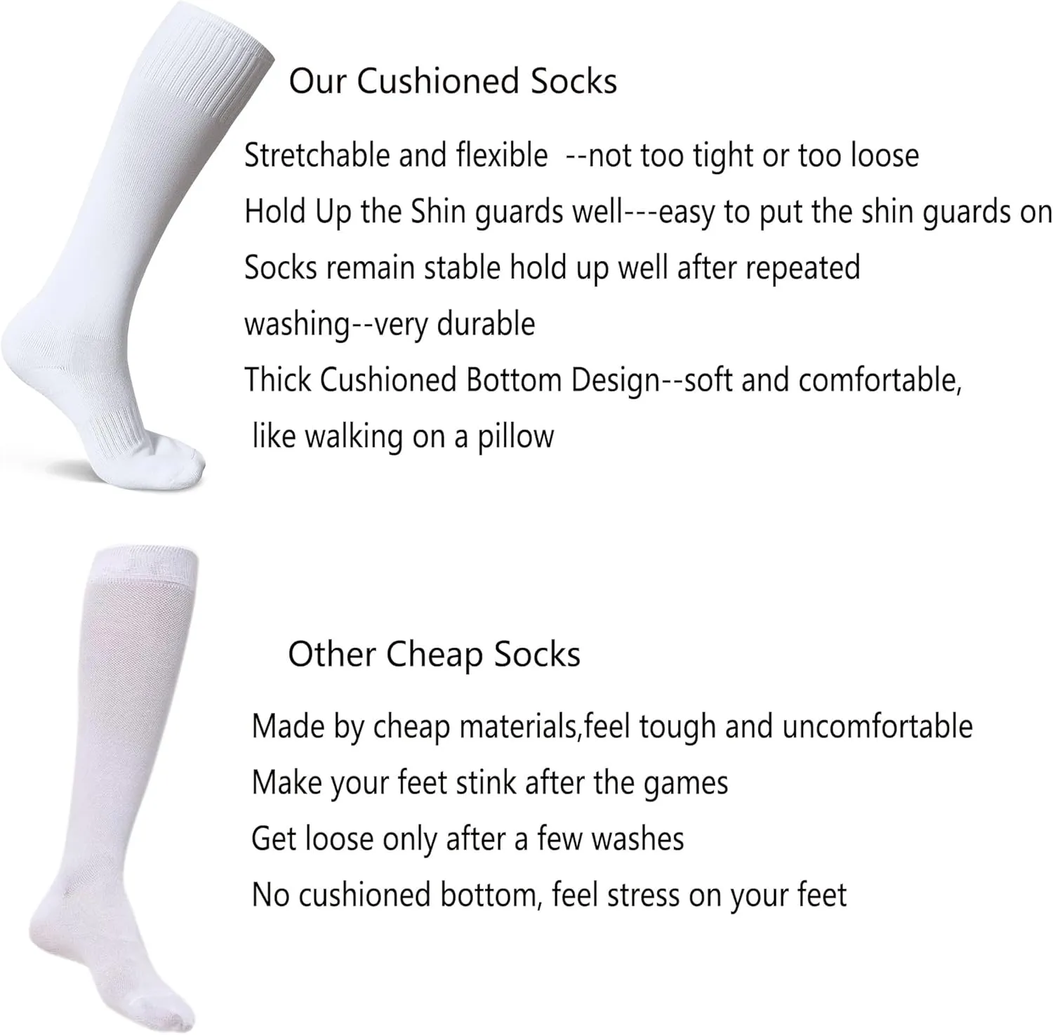 Soccer Softball Baseball Football Socks for Youth Kids Boys and Girls Ages 4 to 16 Knee High Sport Athletic Socks