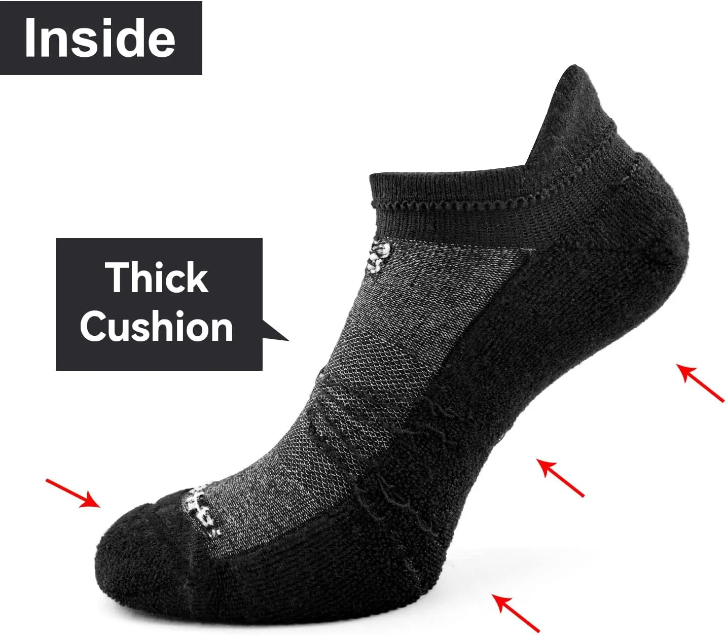 Socks Daze 3/6 Pack Men's Women's Merino Wool Ankle Running Sport Soft Thick Cushion Athletic Socks for Walking Light Hiking