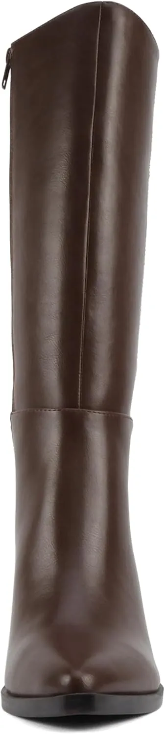 Soda “VAPOR” ~ Women Pointed Toe Medium Heel Knee-High Boot with Side Zipper