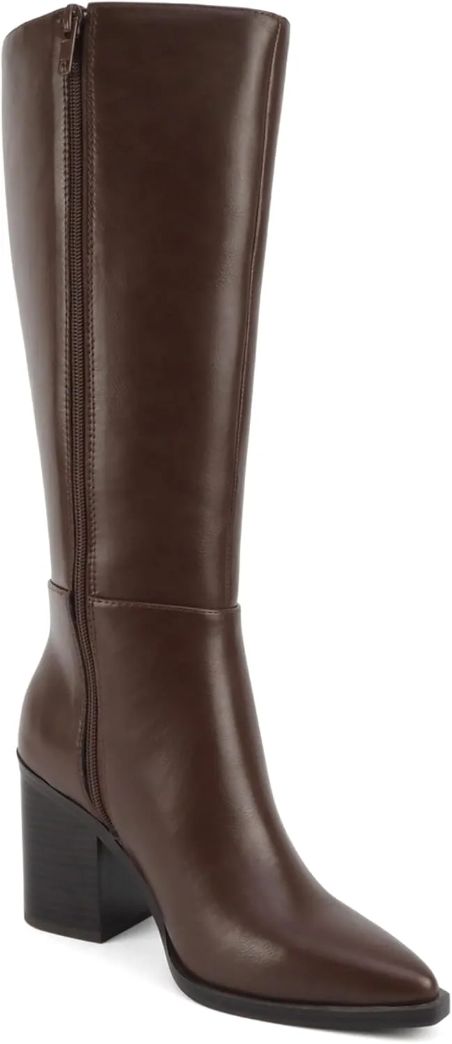 Soda “VAPOR” ~ Women Pointed Toe Medium Heel Knee-High Boot with Side Zipper