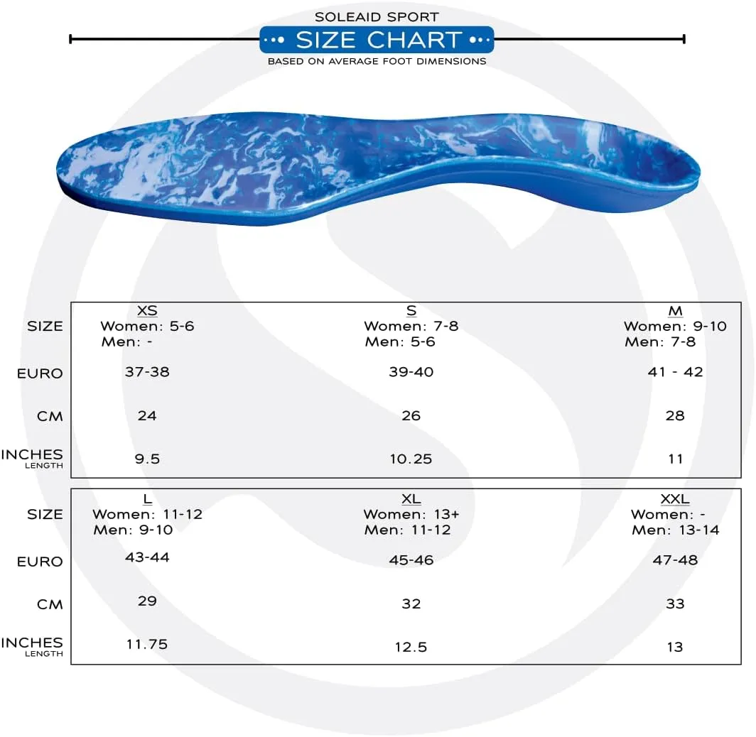 SoleAid Sport XTII, 3-Layer Athletic Insoles - Light Weight, Soft, High Rebound, Shock Absorbing, Anti-Friction, Accommodative Foot Support (Men 11-12 / Women 13-14)