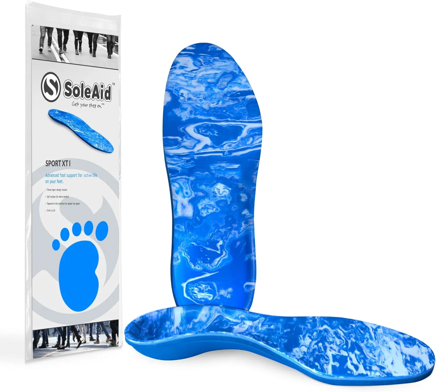 SoleAid Sport XTII, 3-Layer Athletic Insoles - Light Weight, Soft, High Rebound, Shock Absorbing, Anti-Friction, Accommodative Foot Support (Men 11-12 / Women 13-14)
