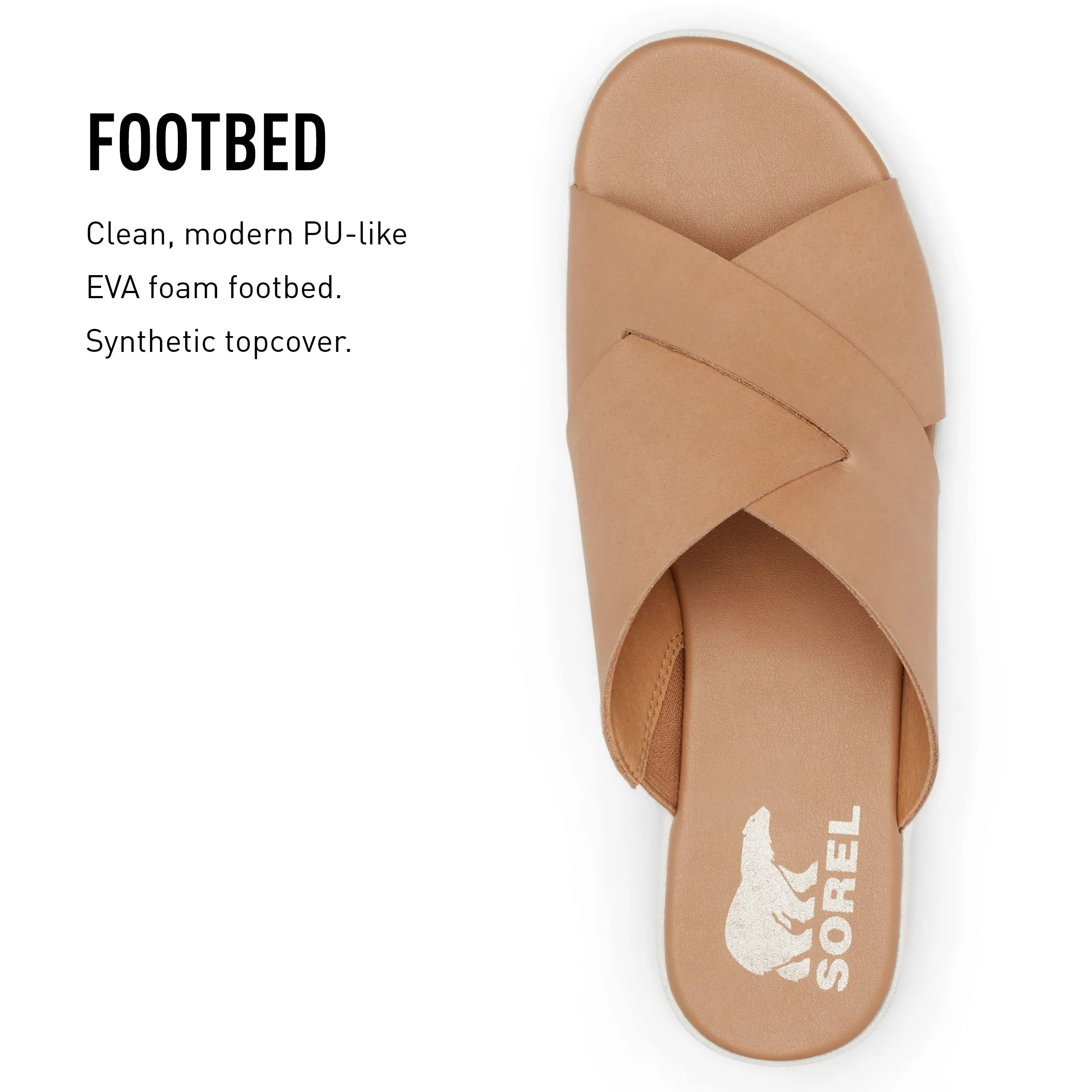 Sorel Women's Cameron Flatform Mule Sandals - Honest Beige, Sea Salt - Size 7