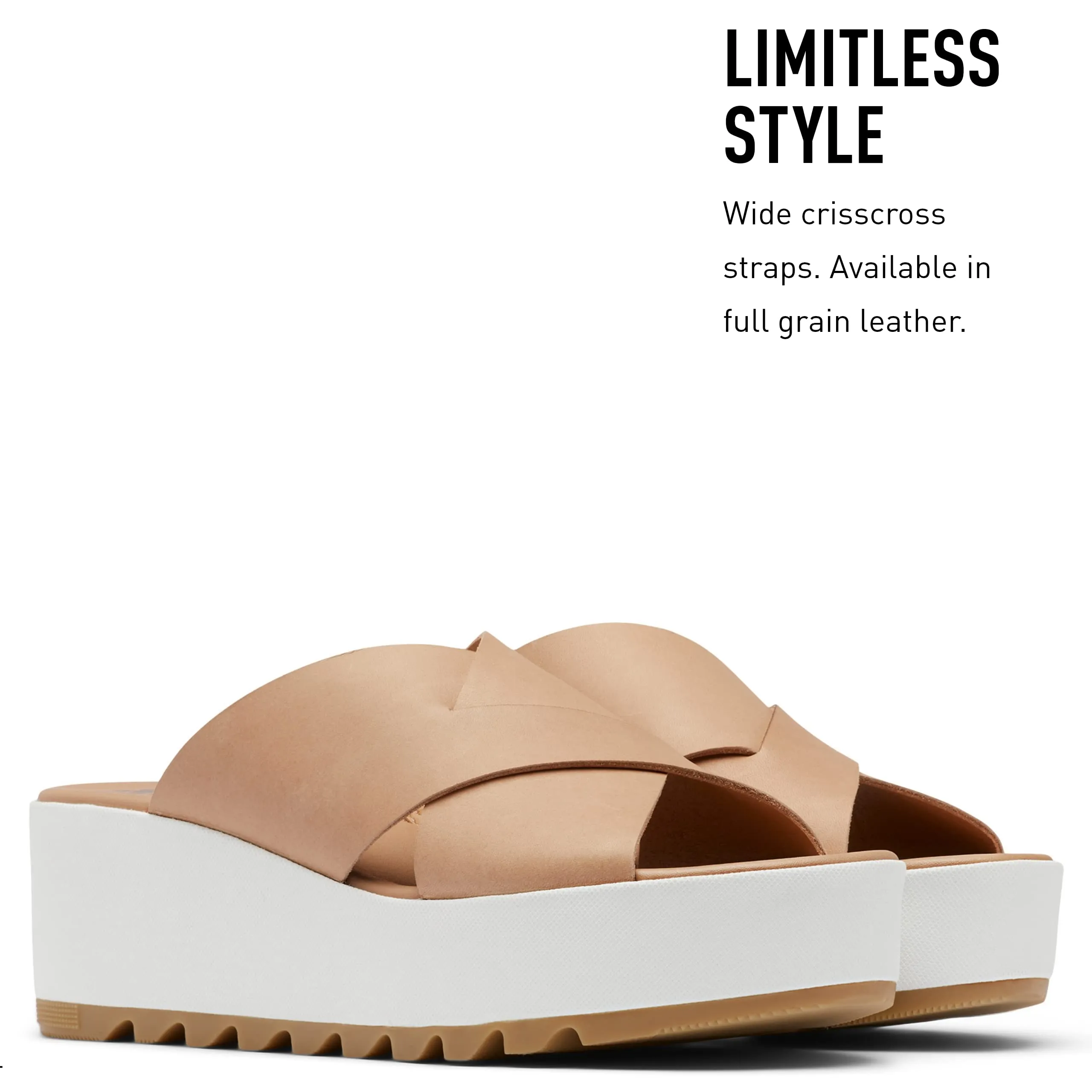 Sorel Women's Cameron Flatform Mule Sandals - Honest Beige, Sea Salt - Size 7