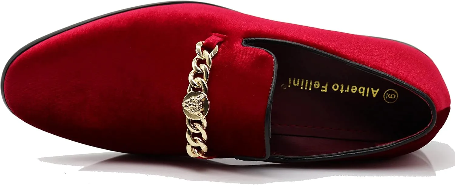 SP34 Men's Vintage Fashion Chain Buckle Dress Loafers Slip On Shoes Tuxedo Dress Shoes