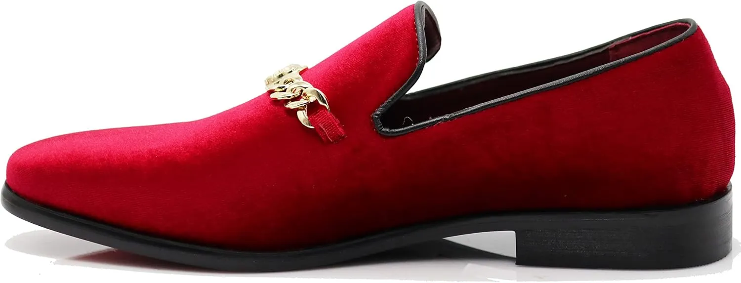 SP34 Men's Vintage Fashion Chain Buckle Dress Loafers Slip On Shoes Tuxedo Dress Shoes