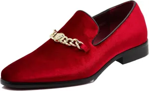SP34 Men's Vintage Fashion Chain Buckle Dress Loafers Slip On Shoes Tuxedo Dress Shoes