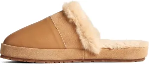 Sperry Women’s Cape May Mule Slipper - Cow Suede Slippers Featuring Full-Grain Leather Upper, Rubber Outsole, and Faux Fur Lining