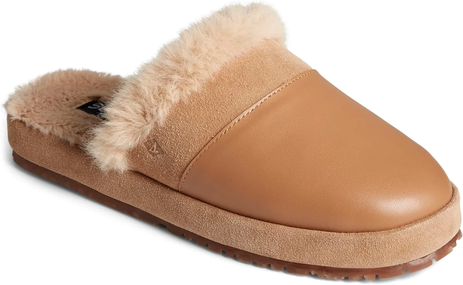 Sperry Women’s Cape May Mule Slipper - Cow Suede Slippers Featuring Full-Grain Leather Upper, Rubber Outsole, and Faux Fur Lining