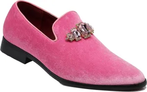 SPK32 Men's Vintage Plain Rhinestone Velvet Dress Loafers Slip On Shoes Classic Tuxedo Dress Shoes