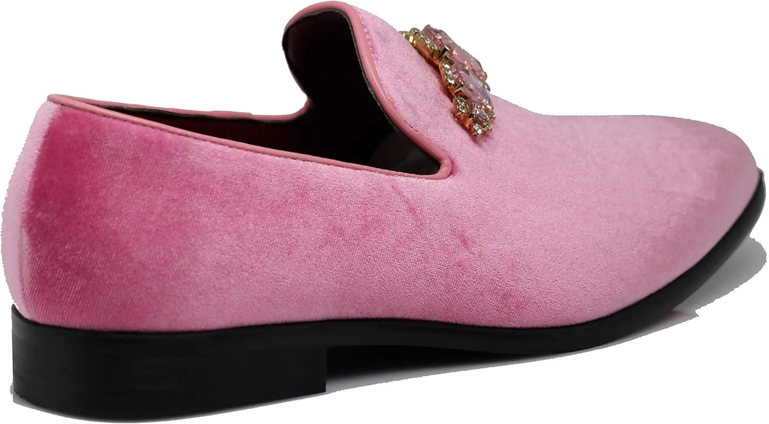 SPK32 Men's Vintage Plain Rhinestone Velvet Dress Loafers Slip On Shoes Classic Tuxedo Dress Shoes