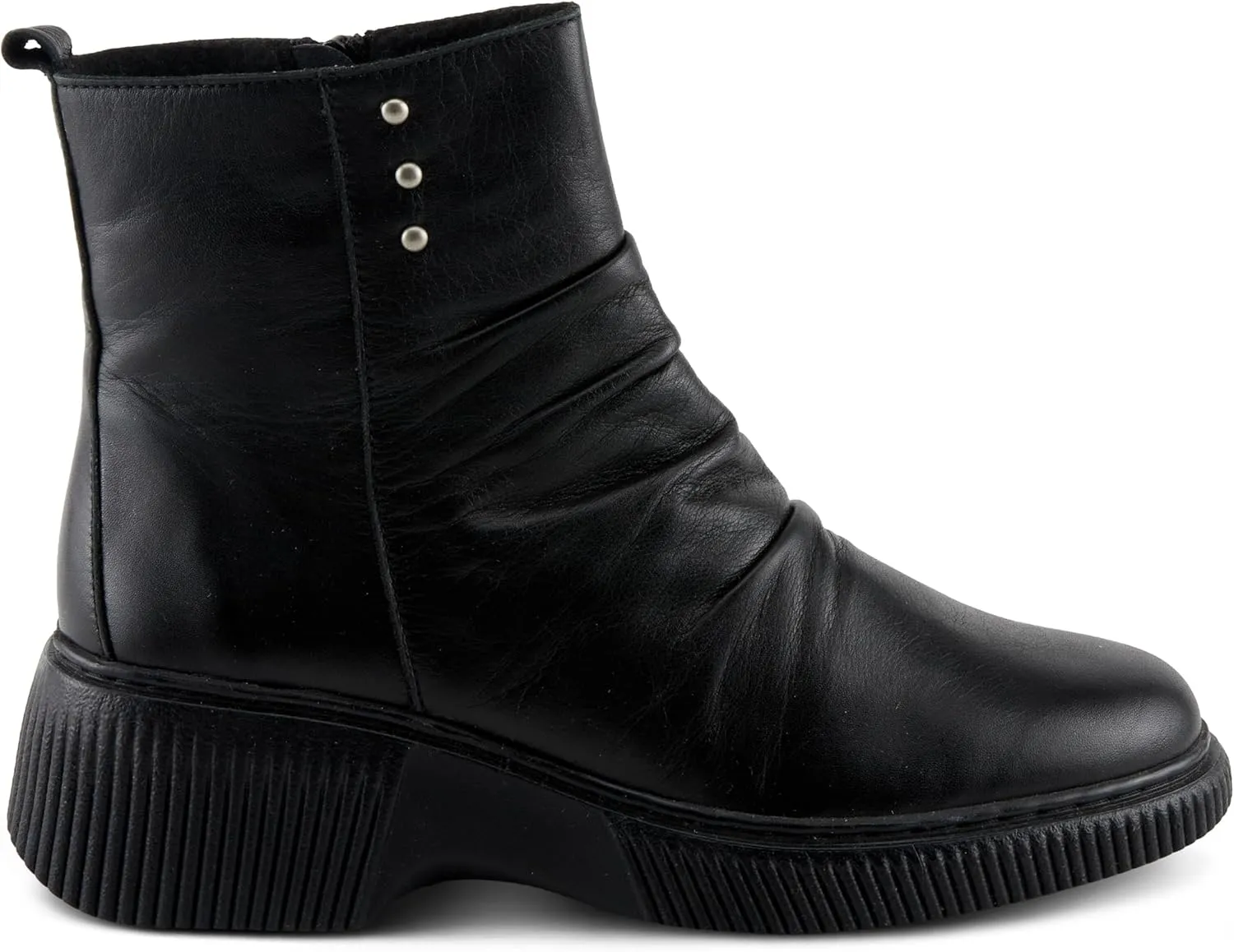 Spring Step Women's NAYANA Booties with Ruching Leather, Metal Rivets, and Removable Insoles