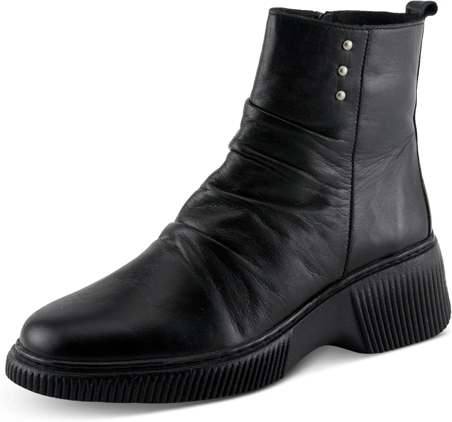 Spring Step Women's NAYANA Booties with Ruching Leather, Metal Rivets, and Removable Insoles