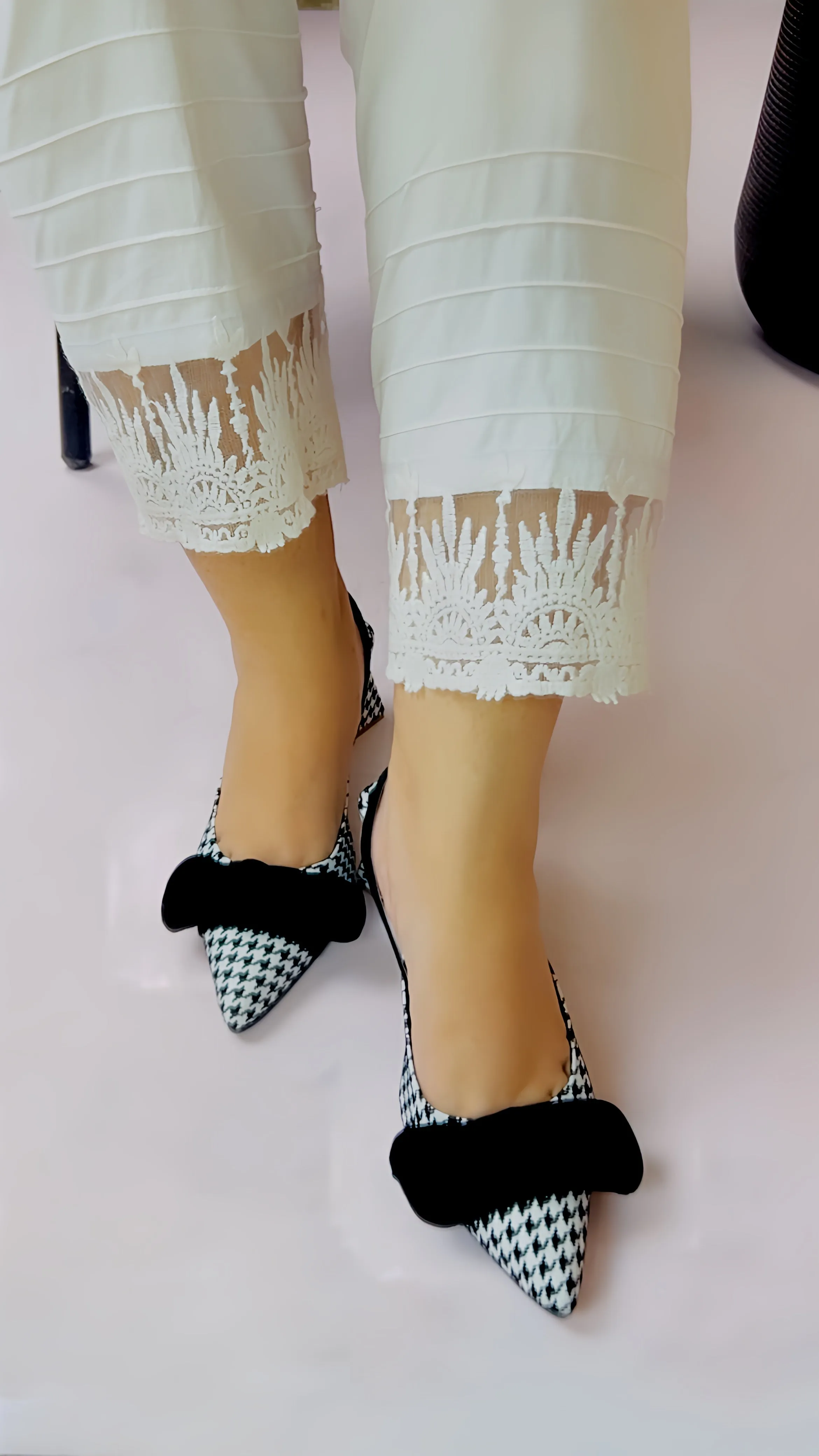 Spunkz Checkered Bow Knot Slingback Heels - 12004
