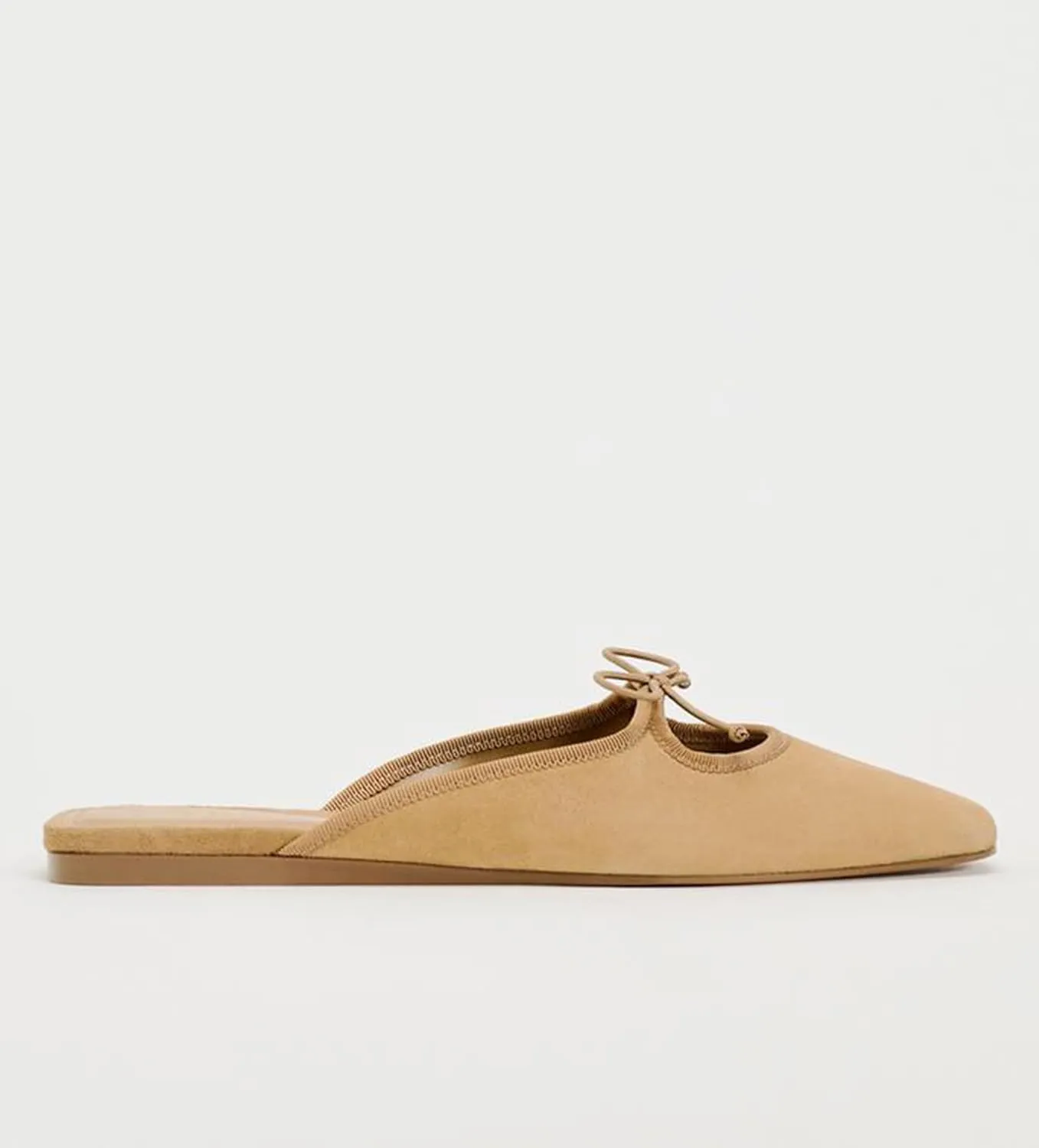 Sqaure Toe Mules for Women Slip On Bow Flats