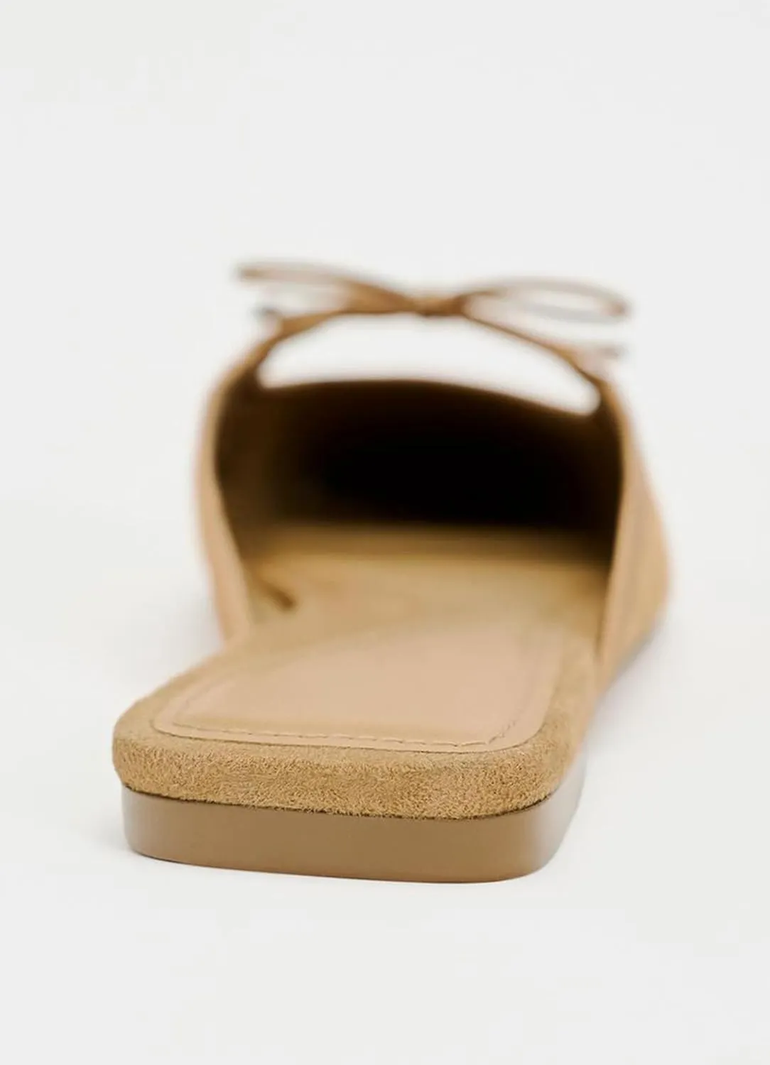 Sqaure Toe Mules for Women Slip On Bow Flats