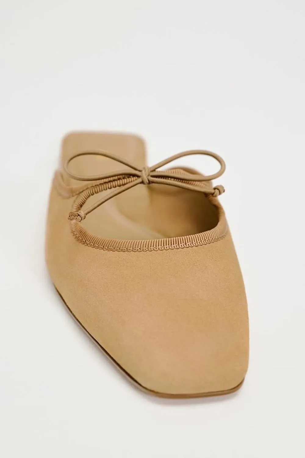 Sqaure Toe Mules for Women Slip On Bow Flats