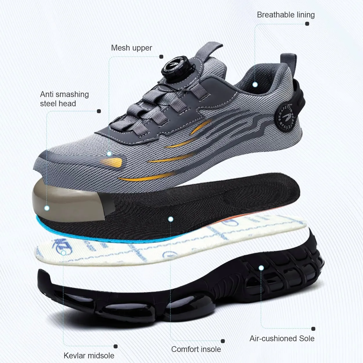 Steel Toe Shoes for Men　Indestructible Anti-Smash Pressure Resistant Air Cushion Bottom Work Shoes Sport Safety Shoes for Women