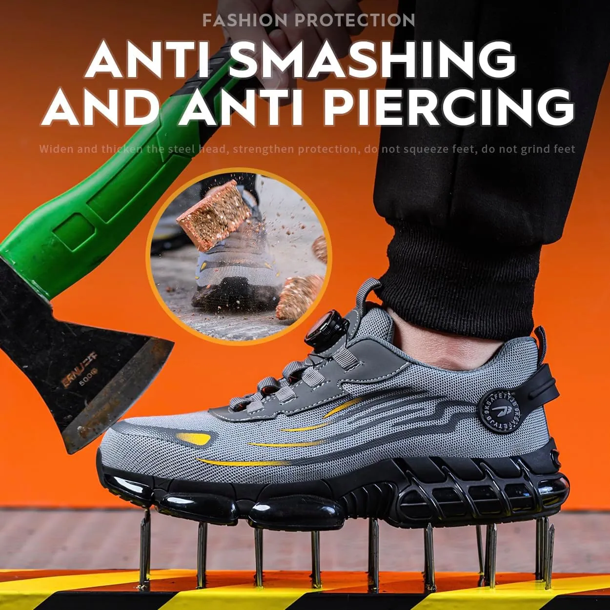 Steel Toe Shoes for Men　Indestructible Anti-Smash Pressure Resistant Air Cushion Bottom Work Shoes Sport Safety Shoes for Women