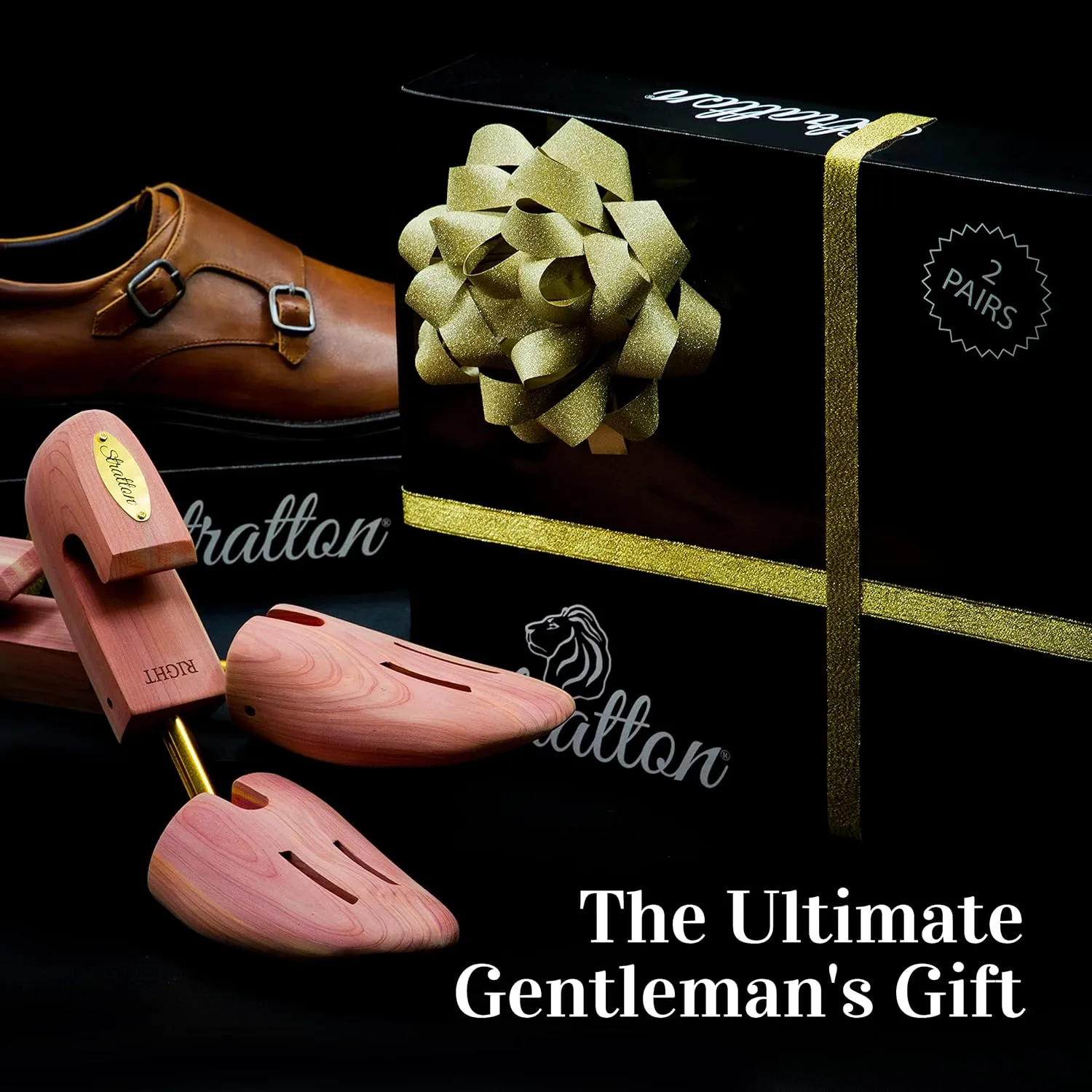 STRATTON MEN’S ADJUSTABLE SPLIT TOE CEDAR SHOE TREE | 2-PACK | GROWN IN USA | GREAT GIFT FOR MEN