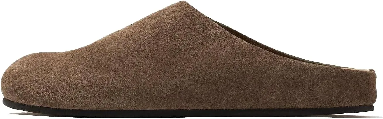 Suede Clogs for Women Soft Cork Footbed Leather Mules Round Toe Casual Slip-on Mule Shoes