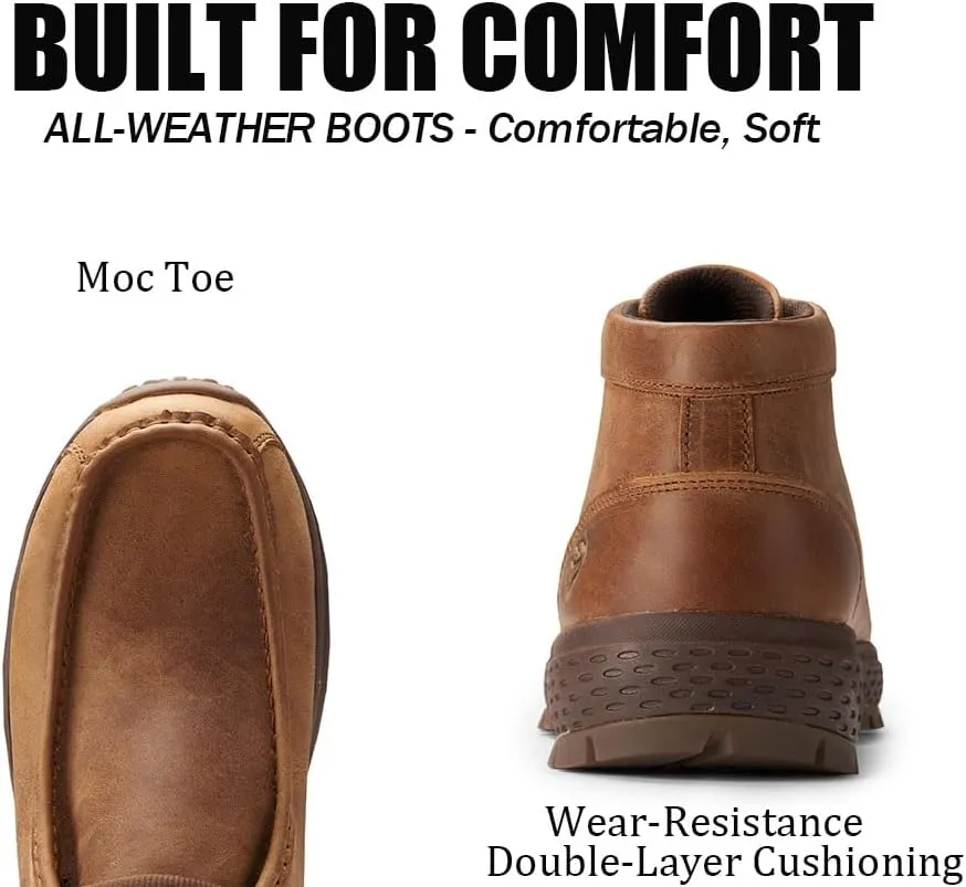 SUREWAY Men's Chukka Boots,Fashion and Comfort Driving Shoes, Leather Moc Toe Work Boots