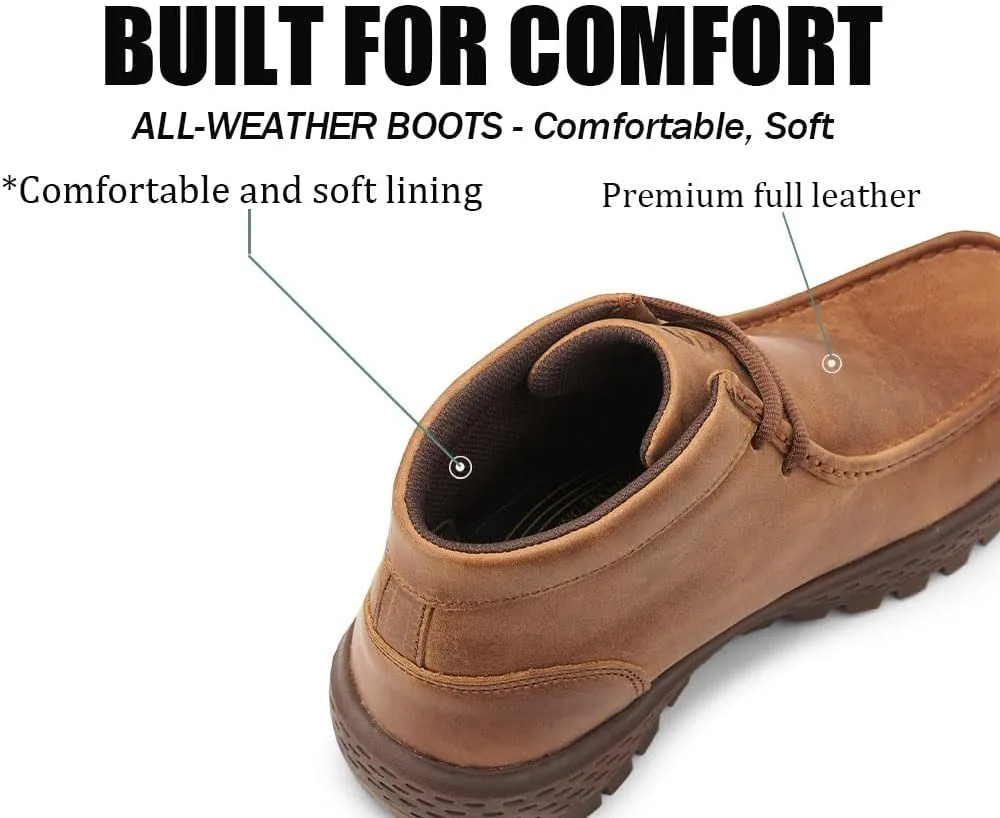 SUREWAY Men's Chukka Boots,Fashion and Comfort Driving Shoes, Leather Moc Toe Work Boots
