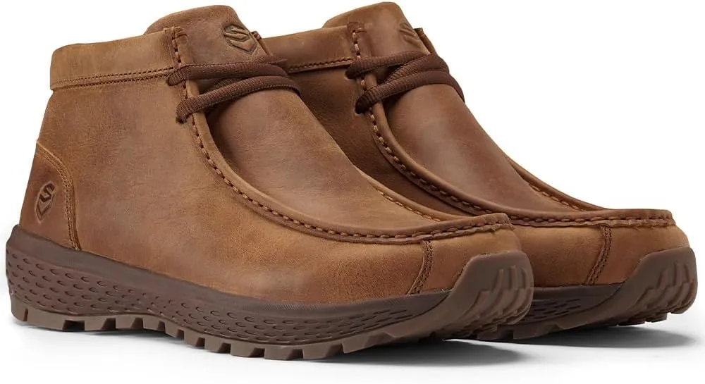 SUREWAY Men's Chukka Boots,Fashion and Comfort Driving Shoes, Leather Moc Toe Work Boots