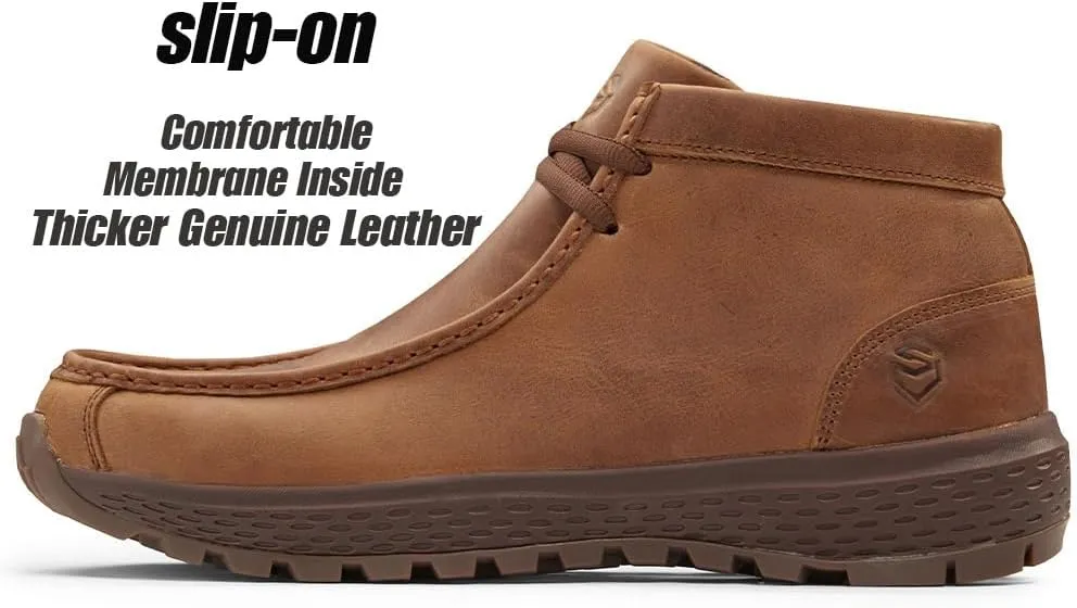 SUREWAY Men's Chukka Boots,Fashion and Comfort Driving Shoes, Leather Moc Toe Work Boots