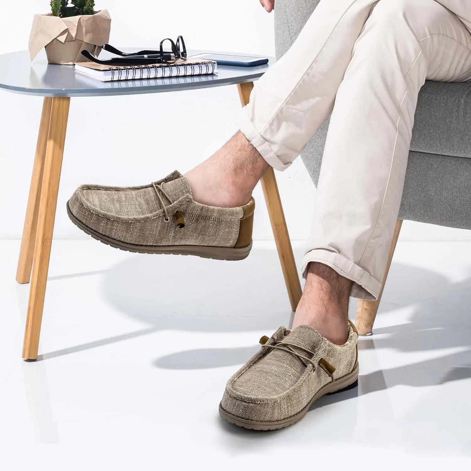 suroad Men's Loafers Slip on Shoes for Men Casual Canvas Shoes Comfortable & Light-Weight