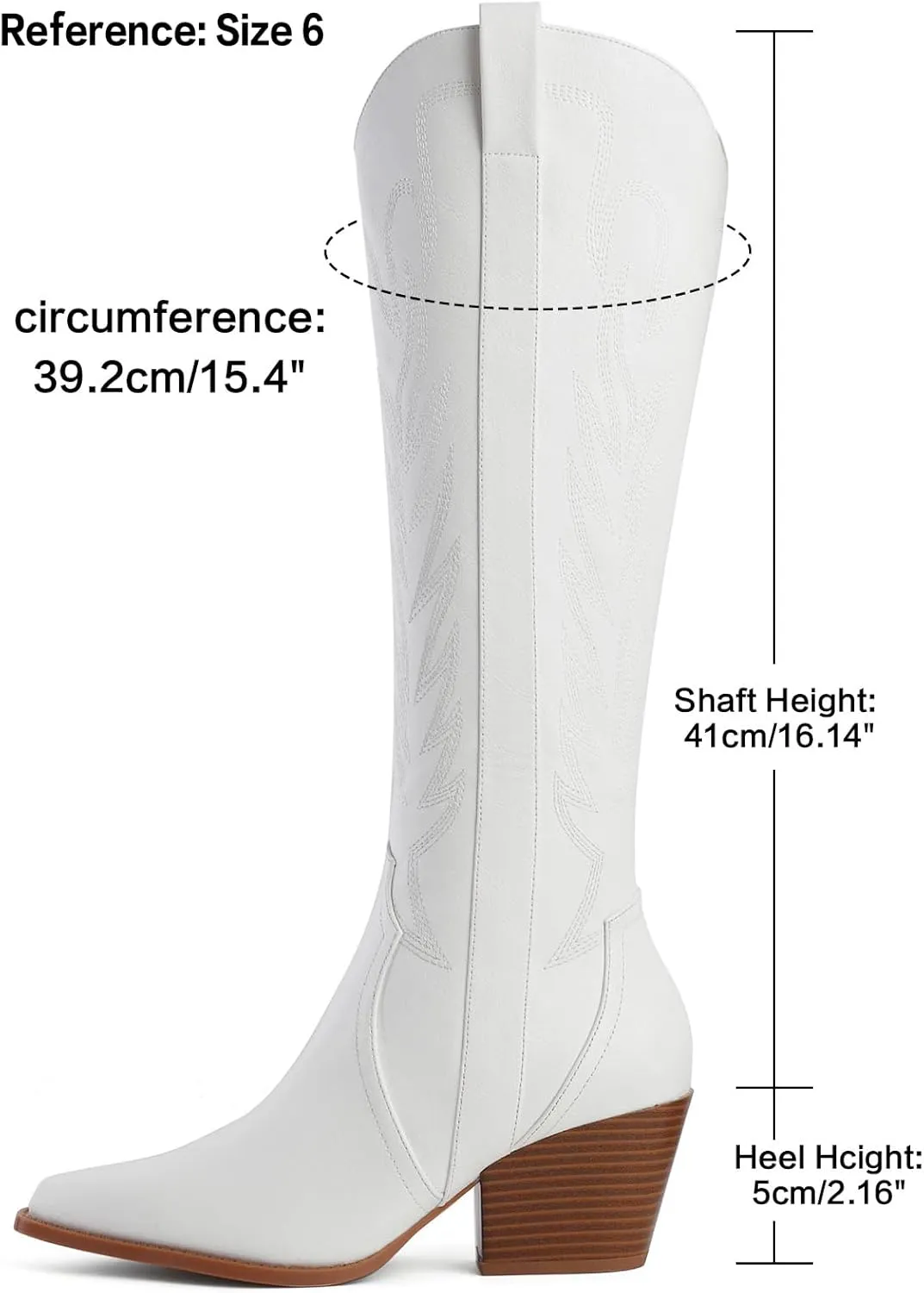Susanny Knee High Cowboy Boots for Women Embroidered Western Cowgirl Boots for Womens Mid Calf Chunky Heel Pull on Stitching Zipper Pointed Toe Mid Low Heel Boots