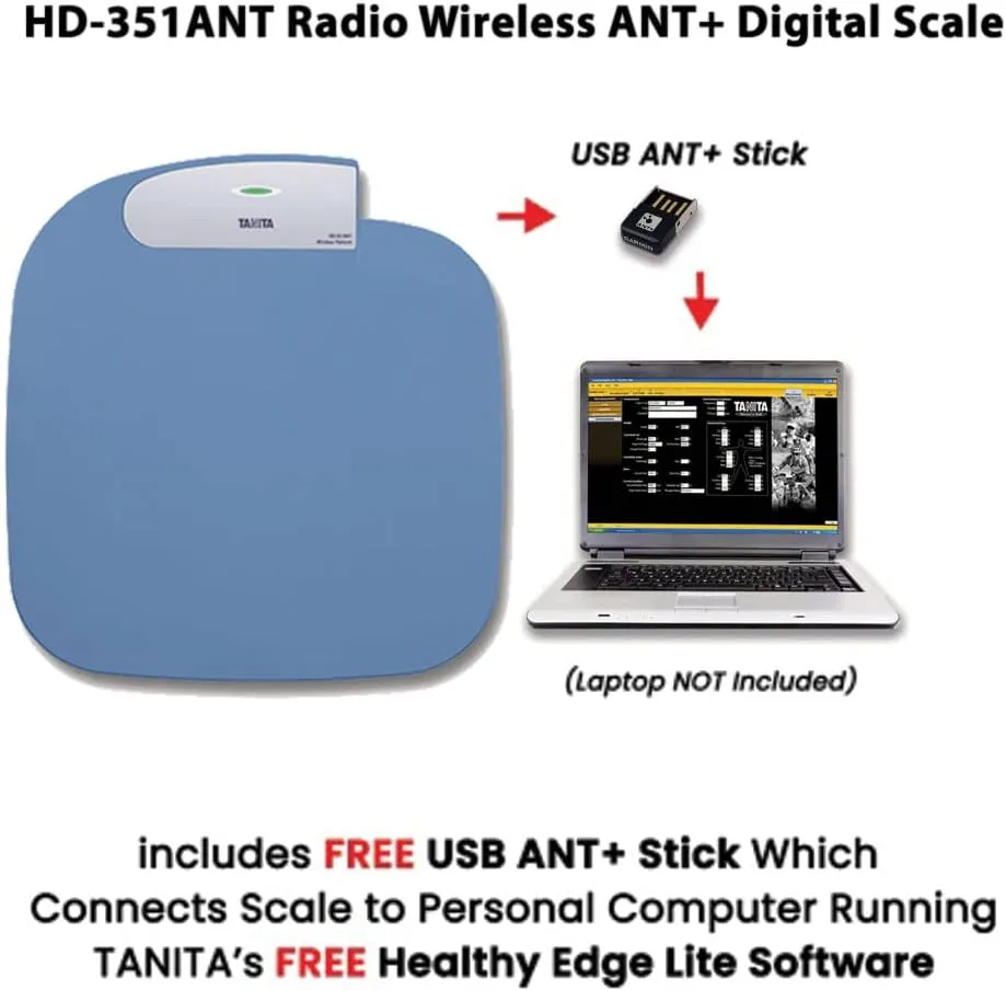 Tanita HD-351ANT Digital Weight Scale   Radio Wireless ANT - Japan Technology, Connects to PC for Comprehensive Data Analysis - Weight Capacity of 440 Lbs - Accurate and Comprehensive Weight Tracking