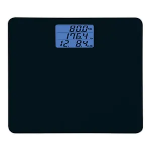 Tanita HD-384 Digital Weight Scale - 440 lbs Capacity Japan Technology Multi-Unit Display LBS, KG, Stone - Step On to Activate Bathroom Scale - with Blue Backlit LCD Display & Tempered Glass (Black)