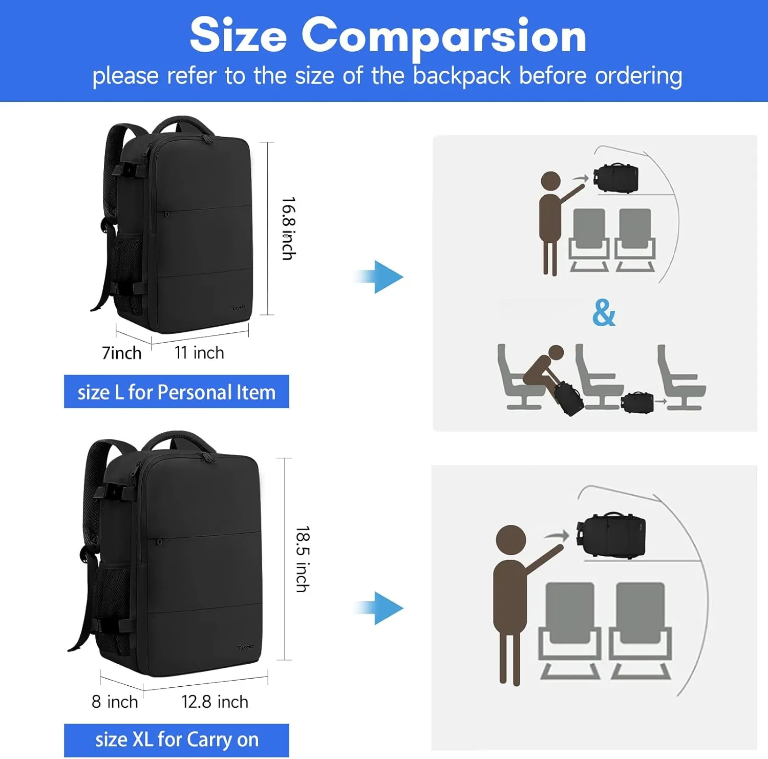 Taygeer Travel Backpack for Men Women, Carry On Backpack with USB Charging Port & Shoe Pouch, TSA 17.3inch Laptop Mochila Flight Approved, Nurse Bag Casual Daypack for Weekender Business Hiking,Black