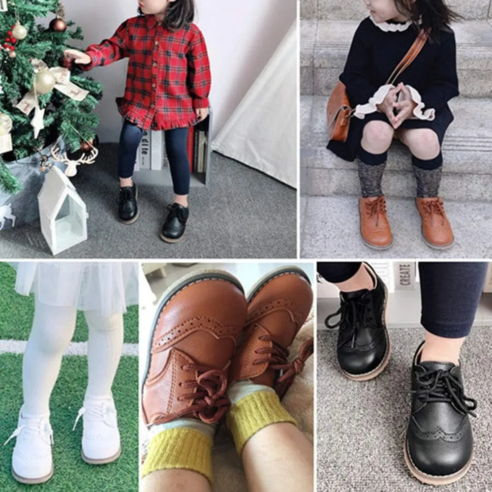 Timatego Toddler Boys Girls Oxford Shoes PU Leather Lace Up School Loafer Flats Baby Infant Uniform Dress Shoes(Toddler/Little Kid)