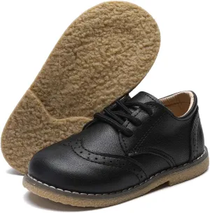 Timatego Toddler Boys Girls Oxford Shoes PU Leather Lace Up School Loafer Flats Baby Infant Uniform Dress Shoes(Toddler/Little Kid)