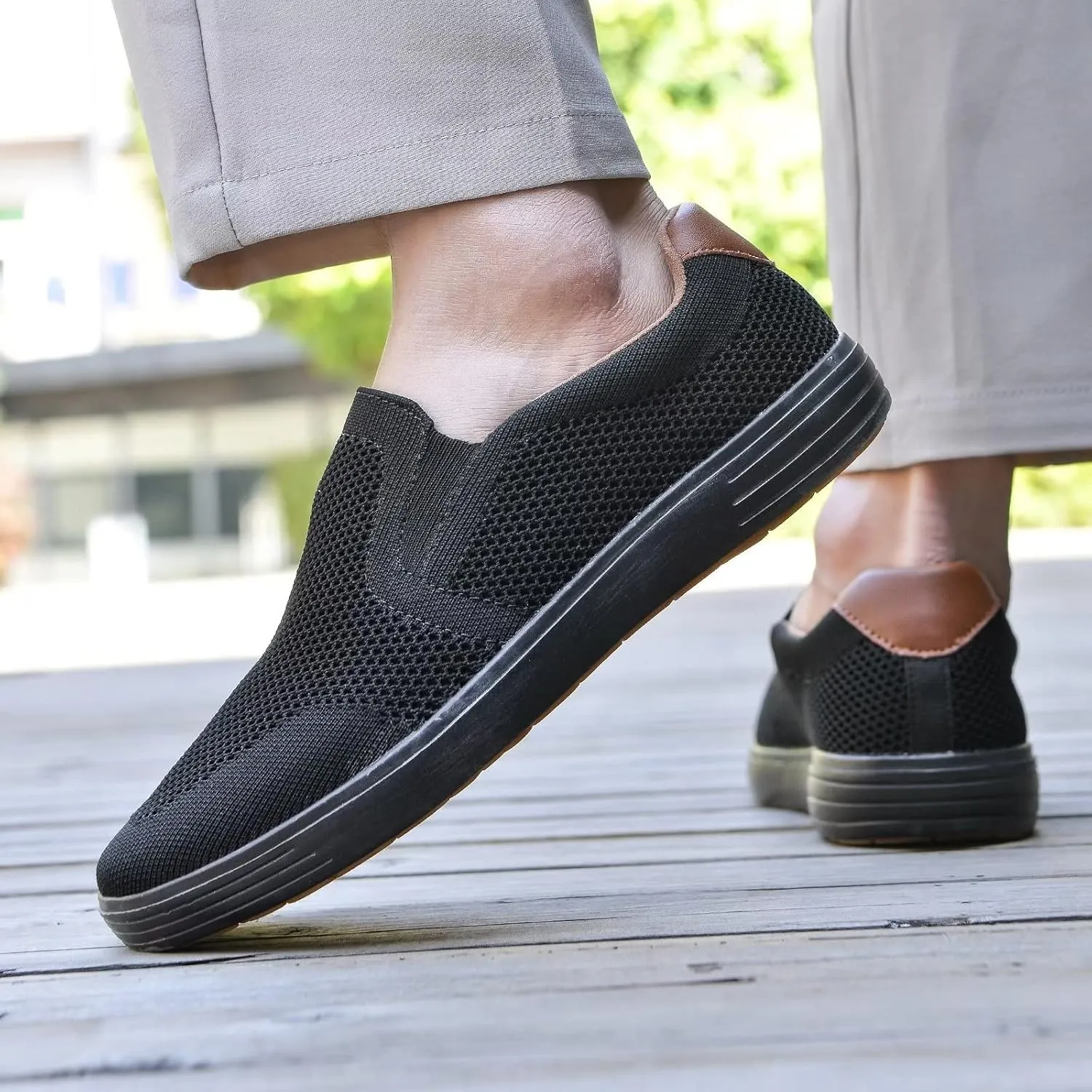 TIOSEBON Men's Mesh Slip on Walking Shoes-Comfortable Drving Loafer Fashion Sneaker