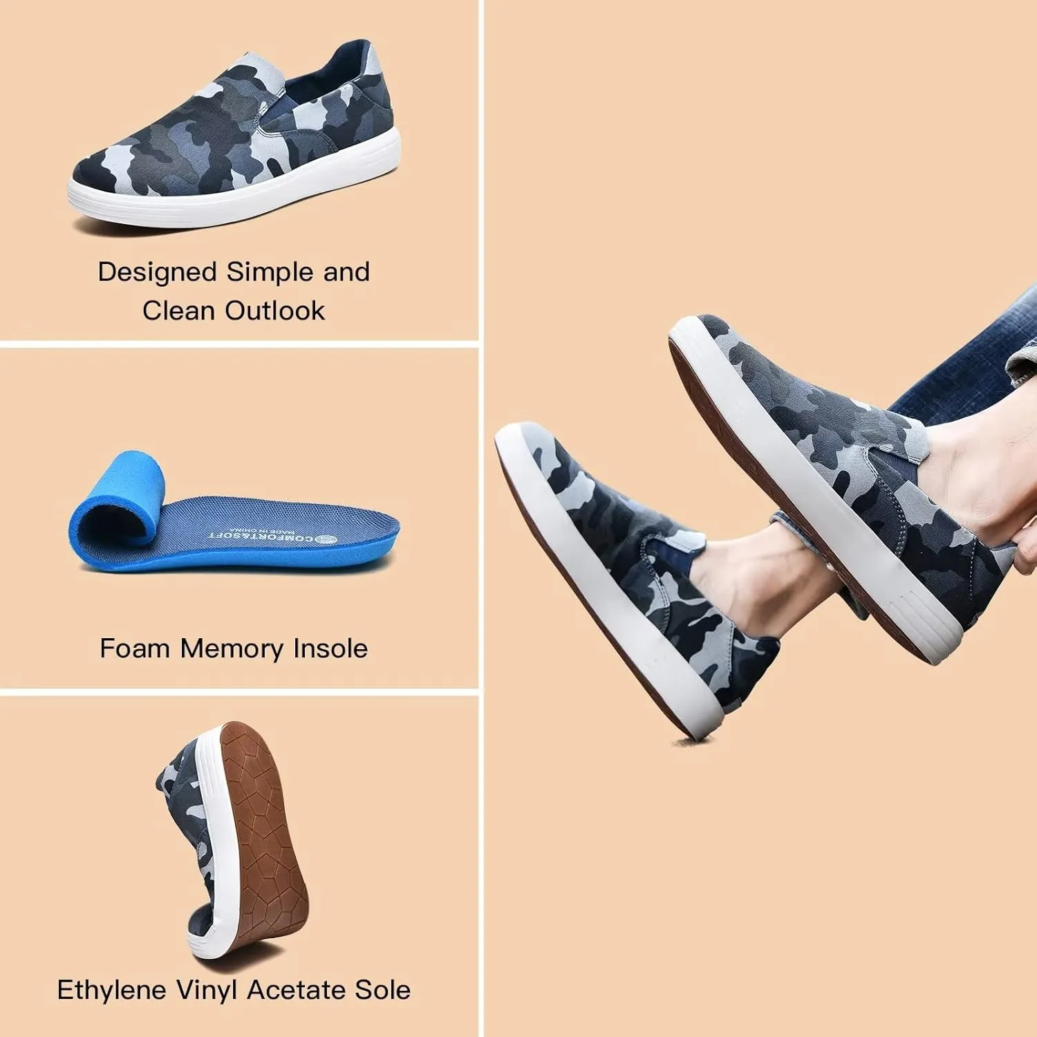 TIOSEBON Men's Mesh Slip on Walking Shoes-Comfortable Drving Loafer Fashion Sneaker