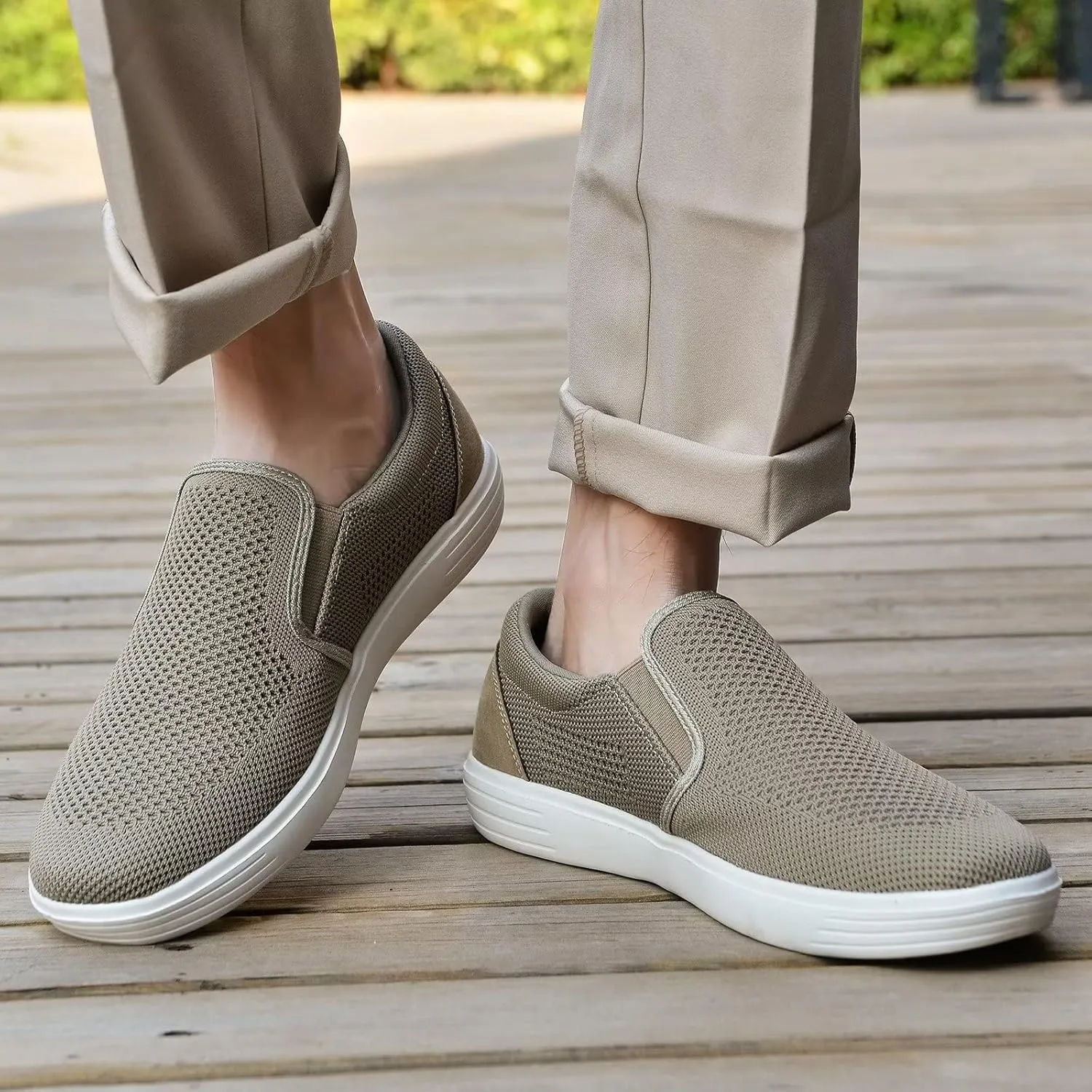 TIOSEBON Men's Mesh Slip on Walking Shoes-Comfortable Drving Loafer Fashion Sneaker