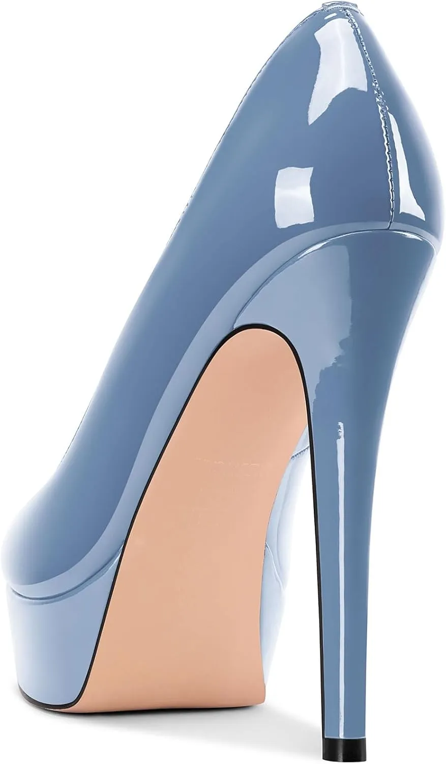 TNYNFBEB Peep Open Toe Stiletto High Platform Heel Pumps Slip-on Prom Party Dress Patent Leather 5.3 Inches Heels