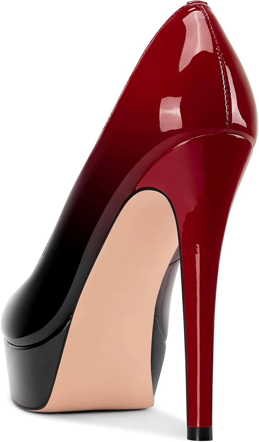 TNYNFBEB Peep Open Toe Stiletto High Platform Heel Pumps Slip-on Prom Party Dress Patent Leather 5.3 Inches Heels