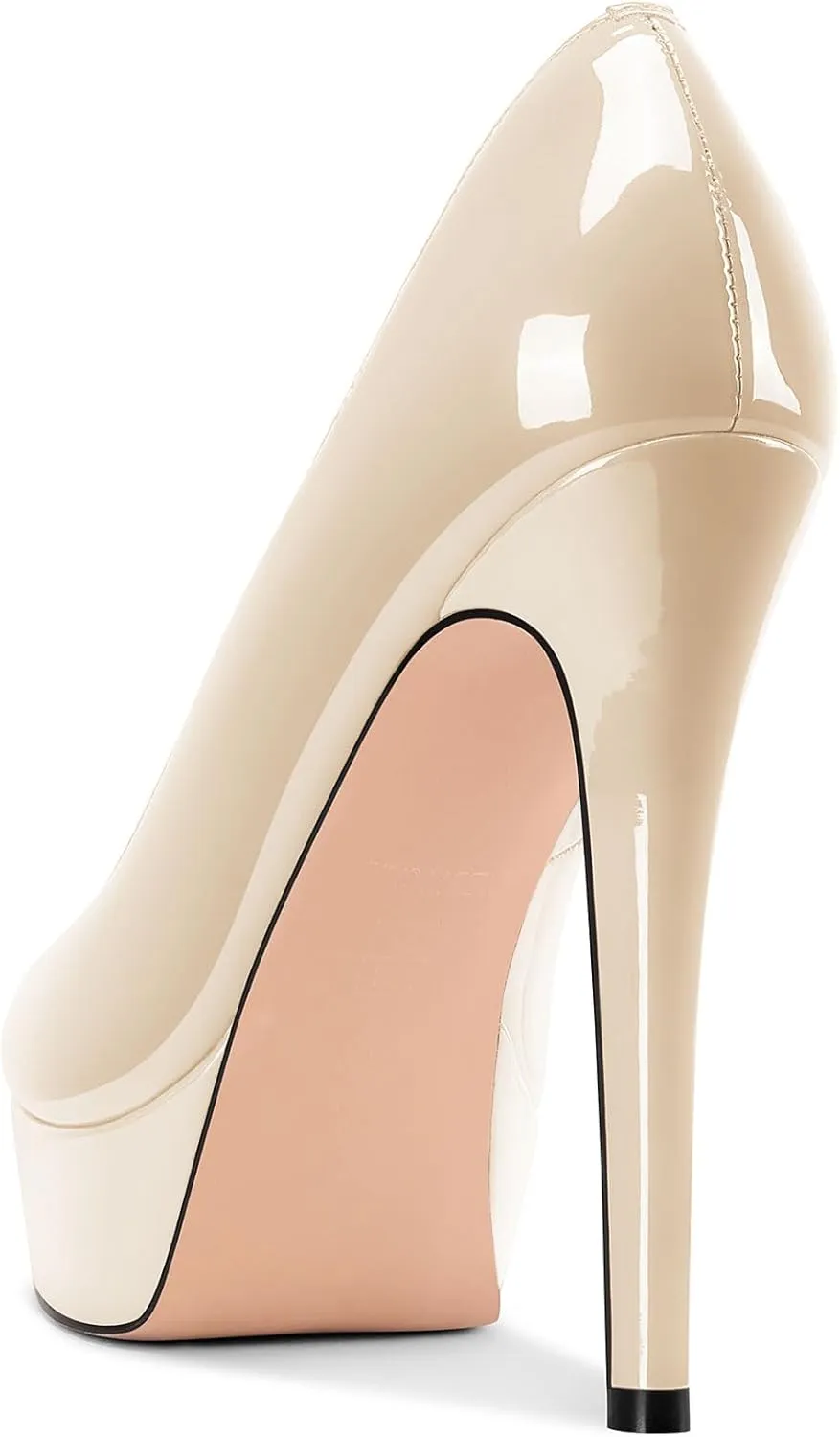 TNYNFBEB Peep Open Toe Stiletto High Platform Heel Pumps Slip-on Prom Party Dress Patent Leather 5.3 Inches Heels