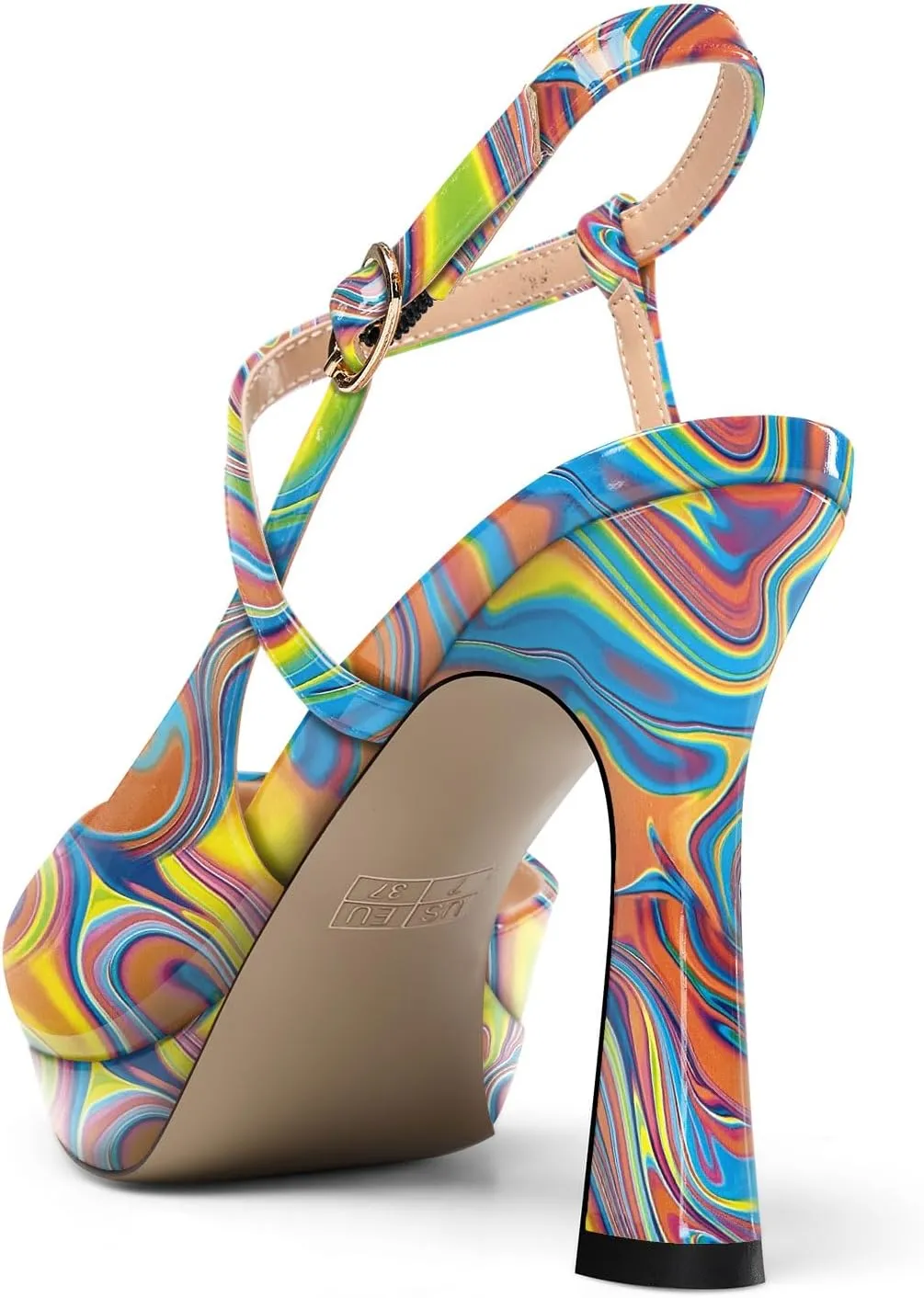 TNYNFBEB Womens Stiletto High Platform Heel Pointed Toe Pumps Slingback Ankle Strap Buckle Party Cute 3.9 Inches Heels