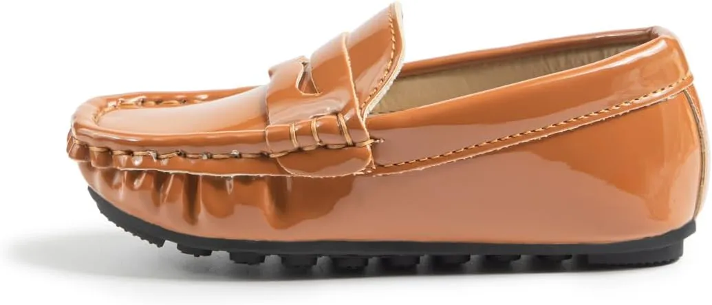 Toddler Boys Girls Leather Loafers,Little Kids Soft Slip-On Dress Shoes,Moccasins Flat Boat Shoes Casual Daily Walking Wedding Church School